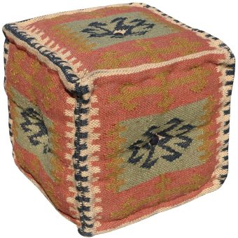 Indo Upholstered Geometric Pouf (16" x 16" x 16")