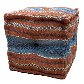 Indo Upholstered Striped Pouf (16" x 16" x 16")