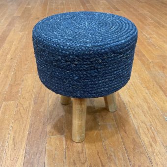Indo Upholstered Round Footstool (14" x 14" x 17")