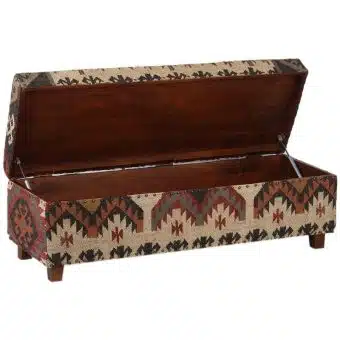 Indo Handmade Kilim Upholstered Storage Bench (16" x 16" x 48")