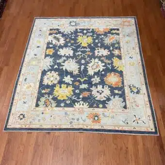 Hand Knotted Afghan Vegetable Dye Oushak Rug 8'4"x9'9"