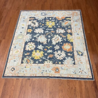 Hand Knotted Afghan Vegetable Dye Oushak Rug 8'4"x9'9"