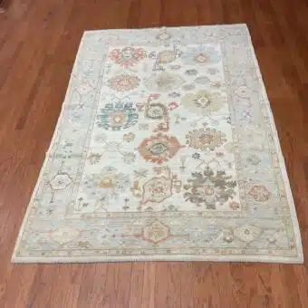 Hand Knotted Afghan Vegetable Dye Oushak Rug 6'2"x9'1"