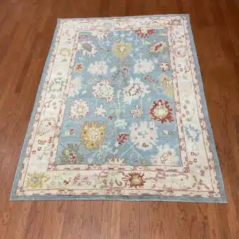Hand Knotted Afghan Vegetable Dye Oushak Rug 6'1"x8'8"