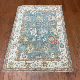 Hand Knotted Afghan Vegetable Dye Oushak Rug 4'X6'