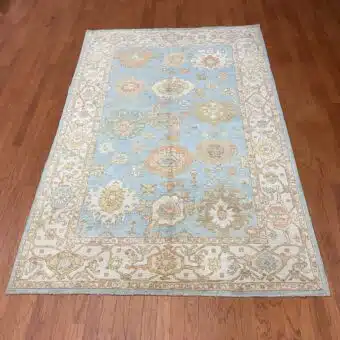 Hand Knotted Afghan Vegetable Dye Oushak Rug 6'1"x9'9"