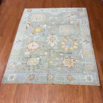 Hand Knotted Afghan Vegetable Dye Oushak Rug 7'10"x9'11"