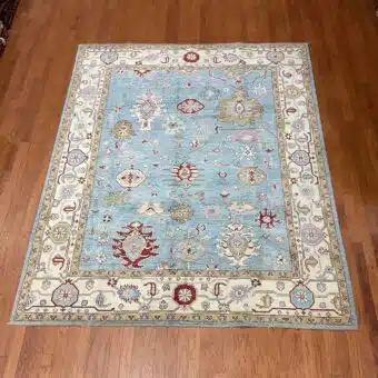Hand Knotted Afghan Vegetable Dye Oushak Rug 8'1"x9'9"