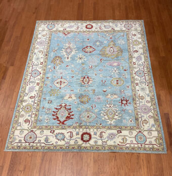 Hand Knotted Afghan Vegetable Dye Oushak Rug 8'1"x9'9"