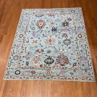 Hand Knotted Afghan Vegetable Dye Oushak Rug 8'1"x9'10"