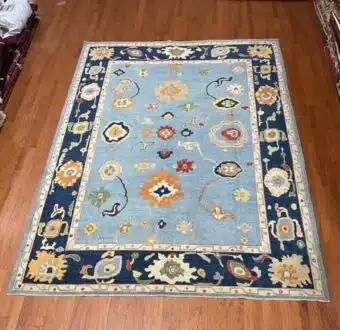 Hand Knotted Afghan Vegetable Dye Oushak Rug 9'3"x11'10"