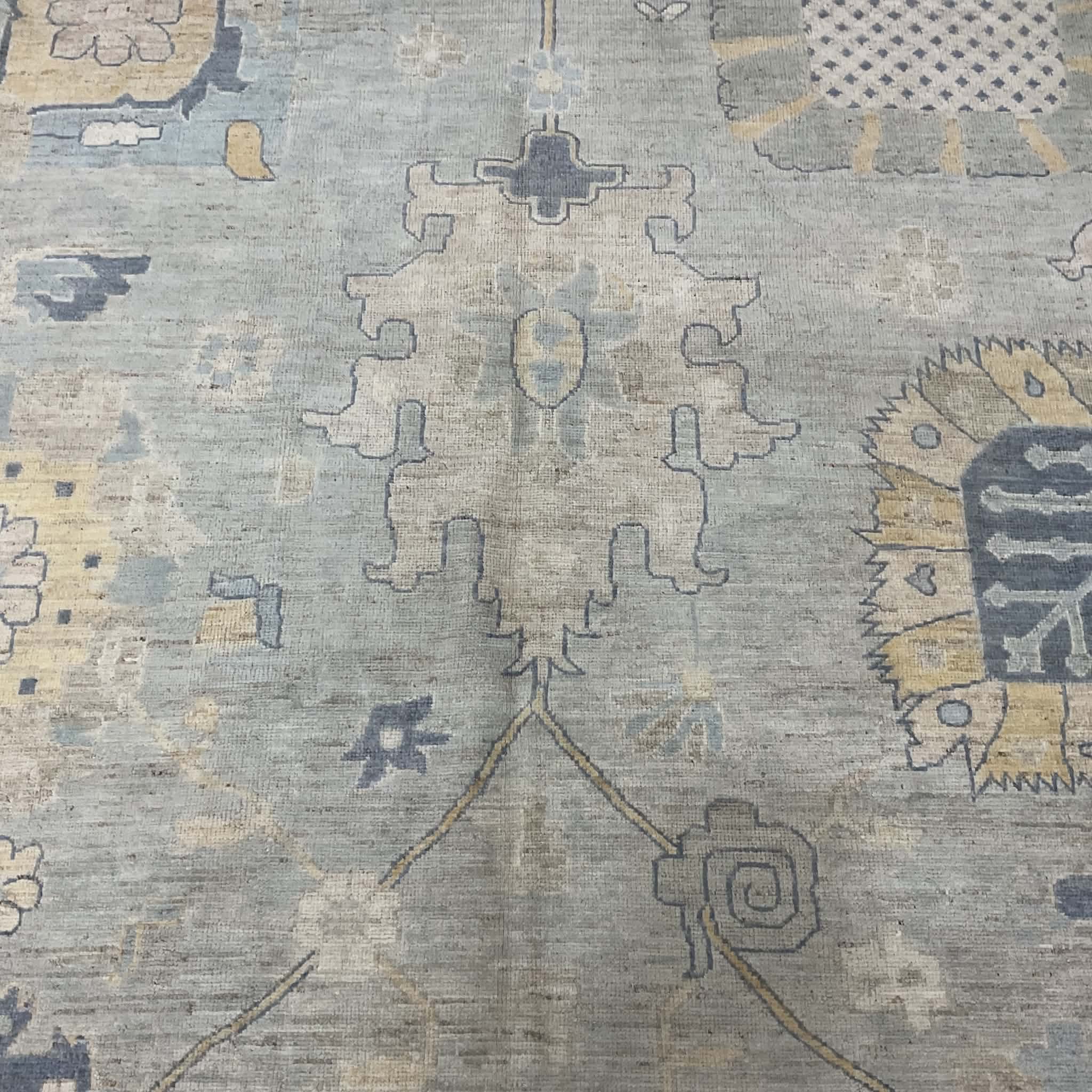 Hand Knotted Afghan Vegetable Dye Oushak Rug 9'10"x13'6" - Image 3