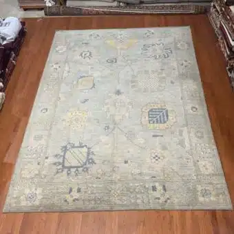 Hand Knotted Afghan Vegetable Dye Oushak Rug 9'10"x13'6"