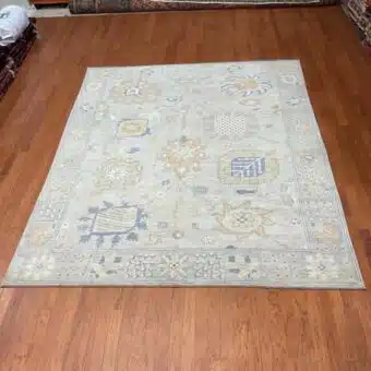 Hand Knotted Afghan Vegetable Dye Oushak Rug 8'x9'10"