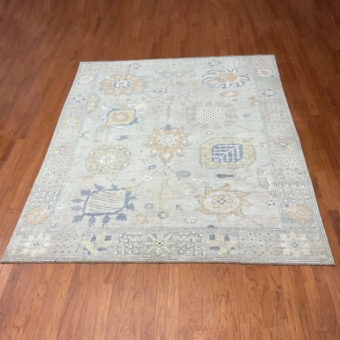 Hand Knotted Afghan Vegetable Dye Oushak Rug 8'x9'10"