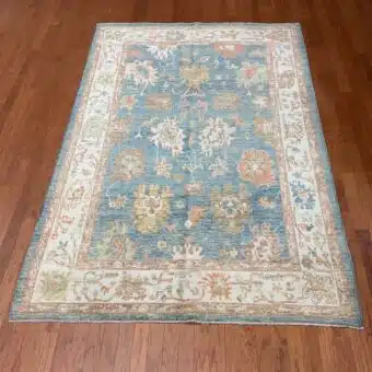 Hand Knotted Afghan Vegetable Dye Oushak Rug 6'x9'