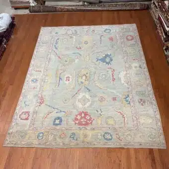 Hand Knotted Afghan Vegetable Dye Oushak Rug 9'3"X12'