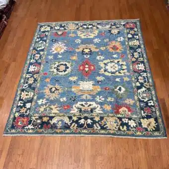Hand Knotted Afghan Vegetable Dye Oushak Rug 8'4"x9'9"