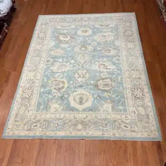Hand Knotted Afghan Vegetable Dye Oushak Rug 9'x12'