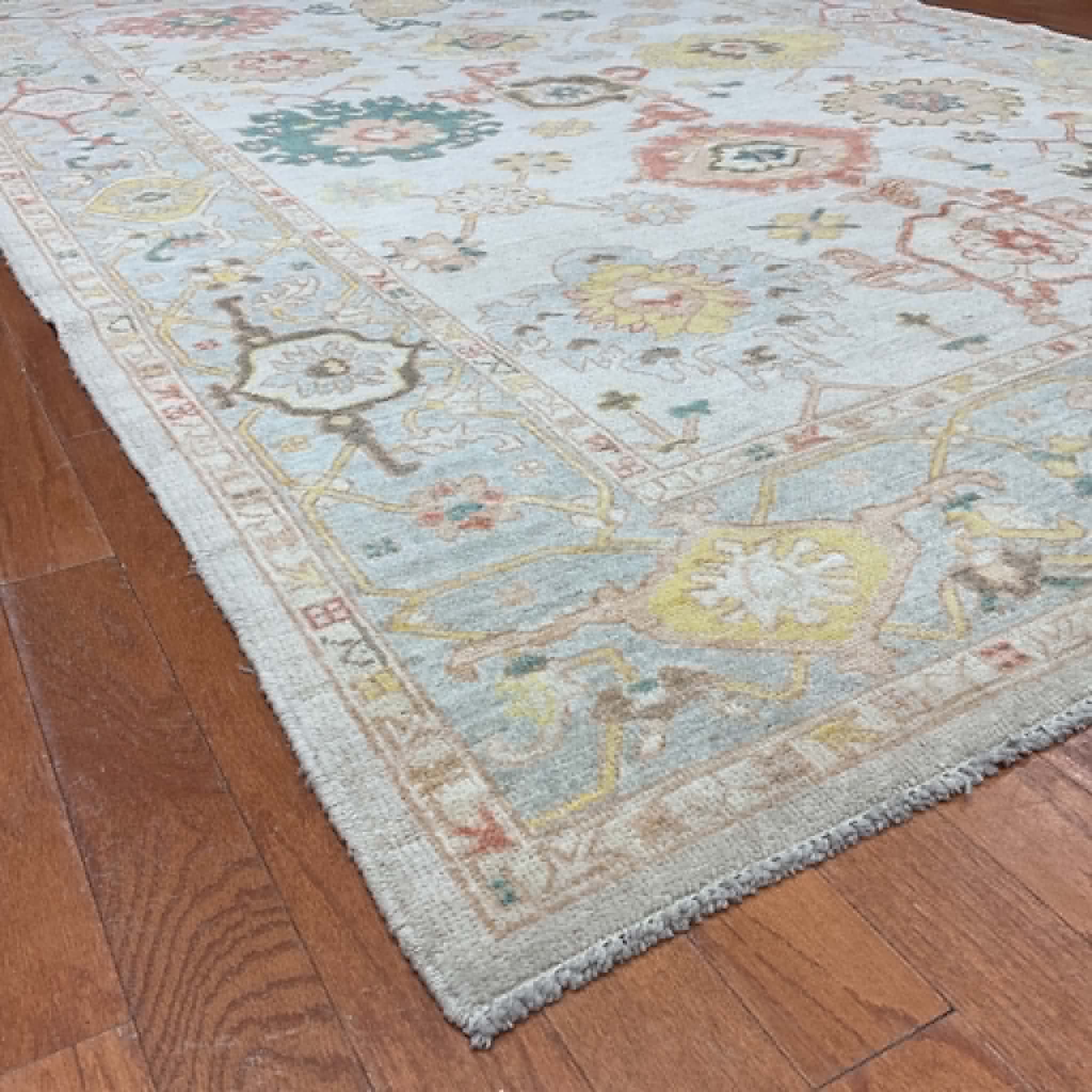 Hand Knotted Afghan Vegetable Dye Oushak Rug 6'2"x9' - Image 2