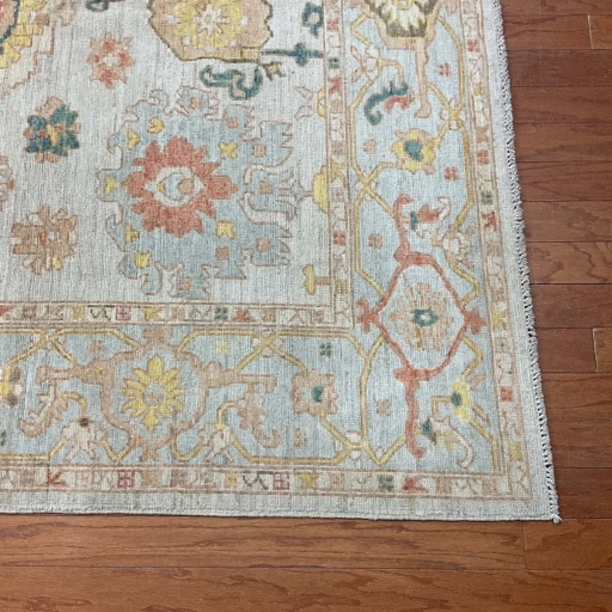 Hand Knotted Afghan Vegetable Dye Oushak Rug 6'2"x9' - Image 3