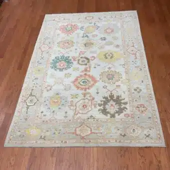 Hand Knotted Afghan Vegetable Dye Oushak Rug 6'2"x9'