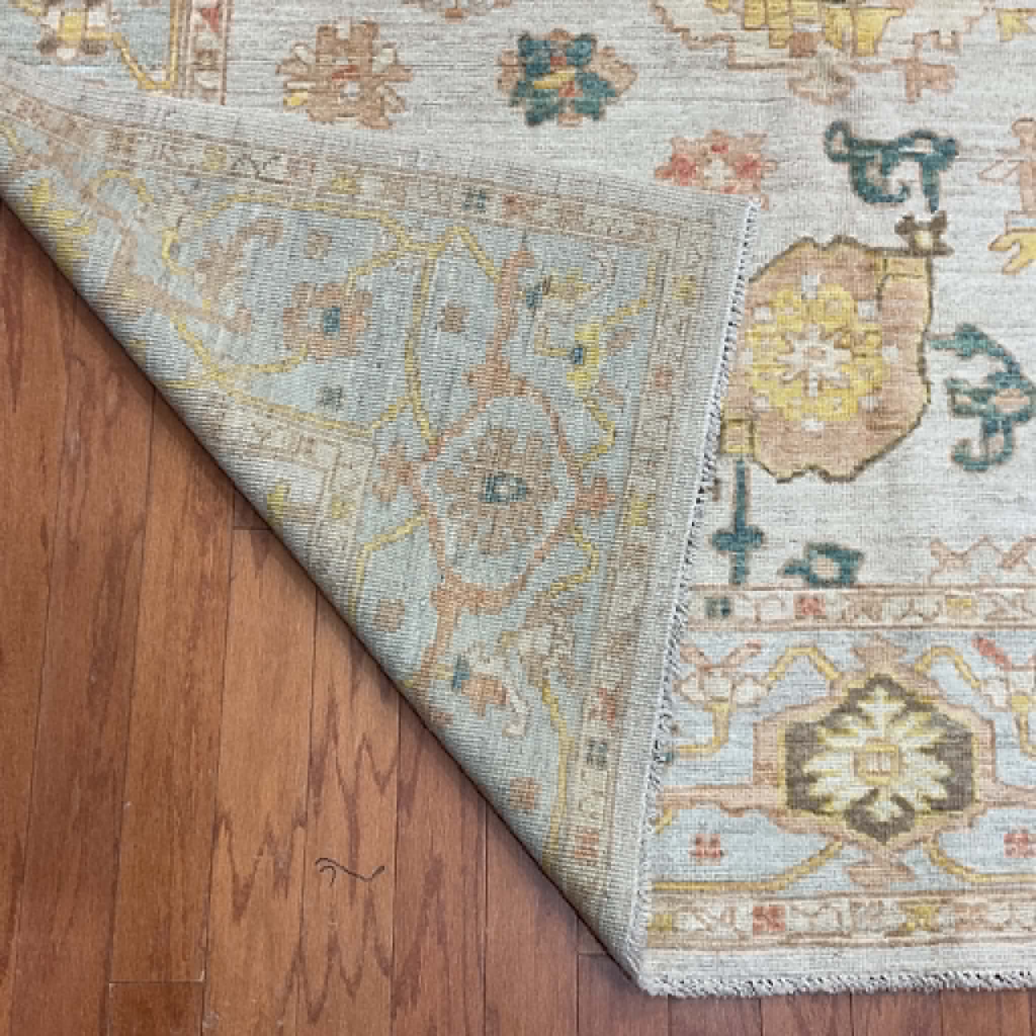 Hand Knotted Afghan Vegetable Dye Oushak Rug 6'2"x9' - Image 5