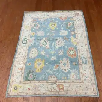 Hand Knotted Afghan Vegetable Dye Oushak Rug 4'2"x5'10"