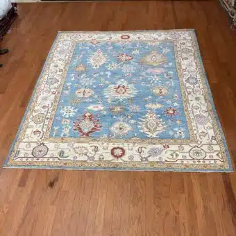 Hand Knotted Afghan Vegetable Dye Oushak Rug 8'1"x9'9"