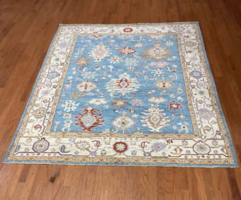 Hand Knotted Afghan Vegetable Dye Oushak Rug 8'1"x9'9"
